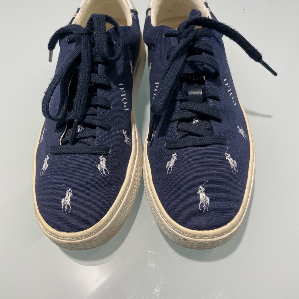 Polo Ralph Lauren Canvas Sneakers Size 6.5, Navy, Excellent Condition Very Cute